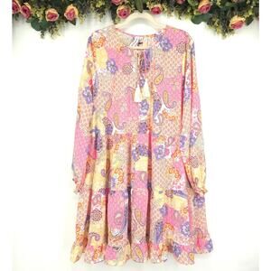 Grace + Karma Paisley and Floral Plus Size Tiered Long Sleeve Dress Size 1X NWT